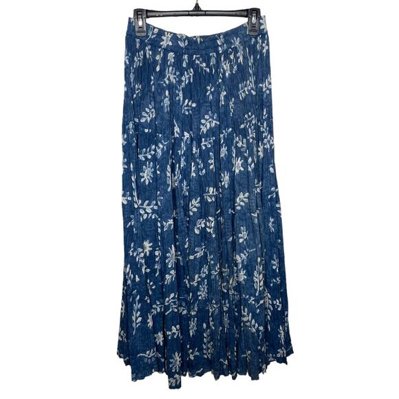 Phool Maxi Skirt Size Medium 100% Cotton Long Flowy Skirt Blue Floral Print - Picture 8 of 8